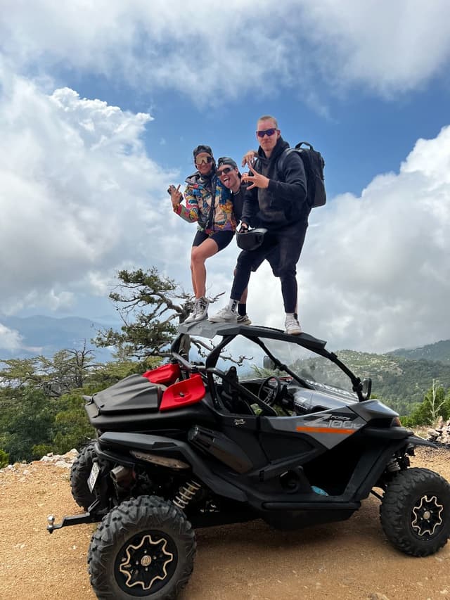 Friends on an off-road buggy
