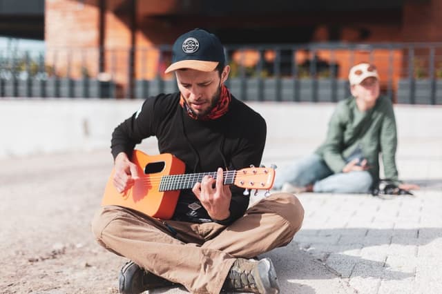 Evening downtime — guitar and friends