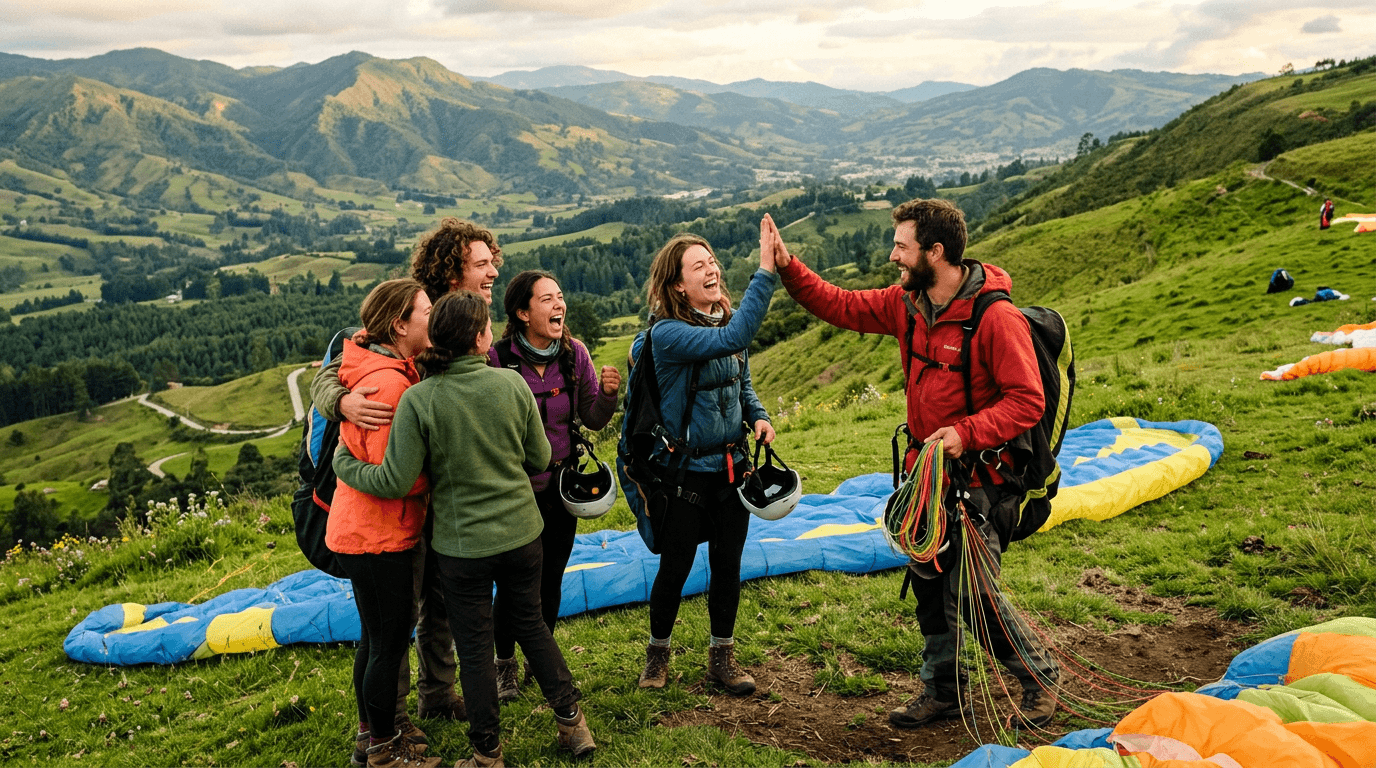 Students together after a flying day
